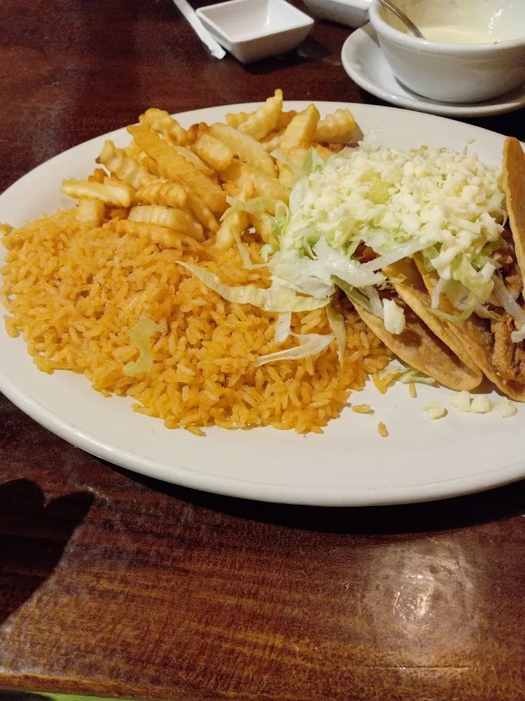 Steak Taco Rice and Fries with Cheese
